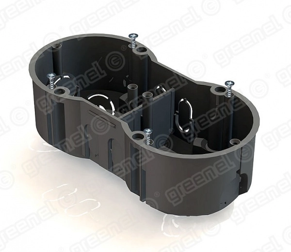 Подрозетник в бетон 141х70х45 двойной Greenel GE40007