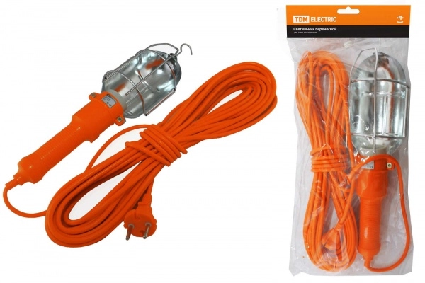 Светильник переносной TDM УП-2Р круглая вилка 2Р/10м