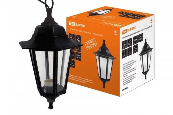 Светильник садово-парковый TDM НСУ 06-60-001 шестигранник, подвесной, пластик,  цвет черный