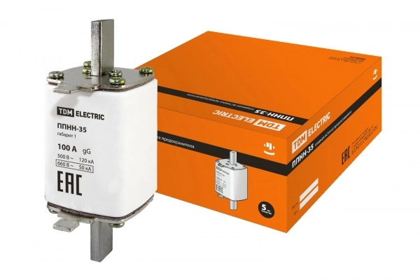 Плавкая вставка предохранитель габарит 1  100А TDM ППНН-35