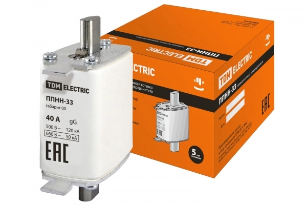 Плавкая вставка предохранитель габарит 00 40А TDM ППНН-33