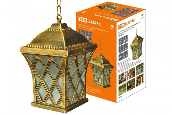 Садово-парковый светильник TDM "Прованс" 100 Вт, подвес, шагрень/бронза Е27,