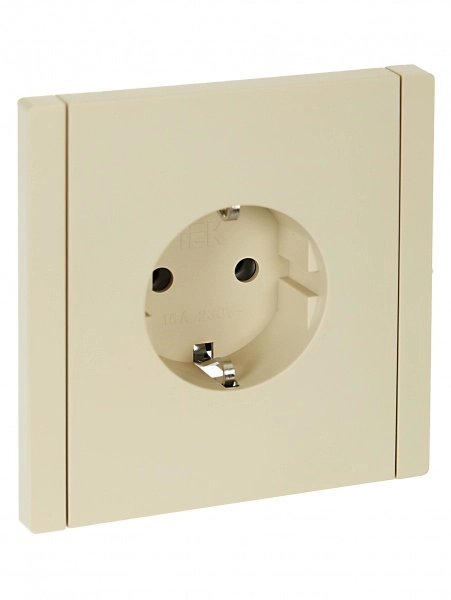 Розетка с заземляющими контактами без защитной шторки безвинтовое крепление 16А FORTE&PIANO ВАНИЛЬ FP414 IEK