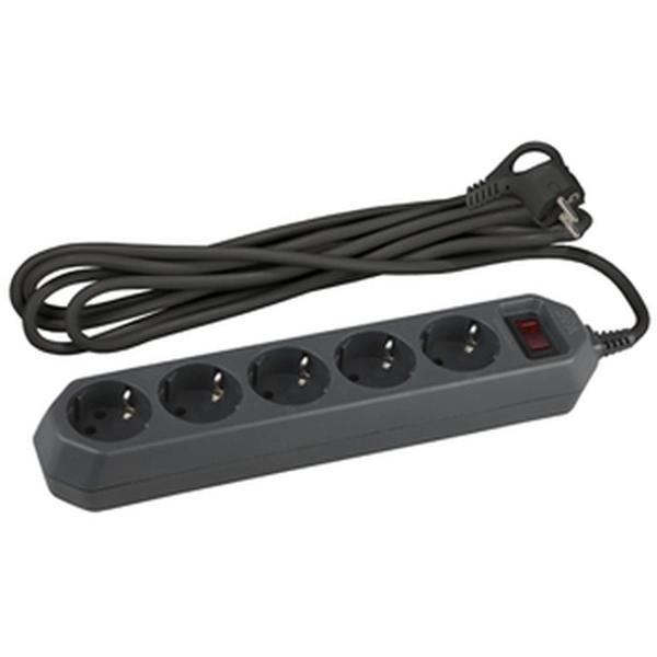 Сетевой фильтр 5 гнезд 5м с заземелнием ПВС 3x0,75 10А 3500Вт черный USF-5es-5m-B ЭРА Б0019737