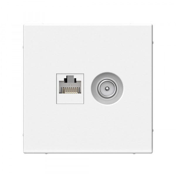 Розетка двойная ТВ+компьютерная RJ45 категория 5Е ARTGALLERY механизм БЕЛЫЙ