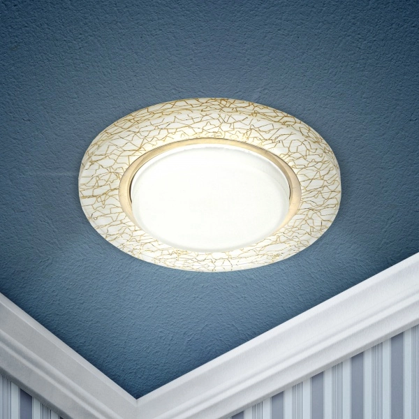 Светильник точечный ЭРА DK80 WH/GD  под лампу Gx53, 220V,13W, белый/золото