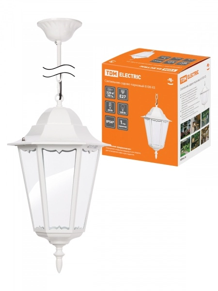 Садово-парковый светильник TDM 6100-25 шестигранник, 100Вт, подвес,белый