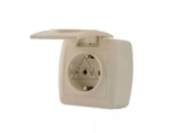 Lezard  Demet Крем Розетка с заземляющими контактами с крышкой 711-0300-123