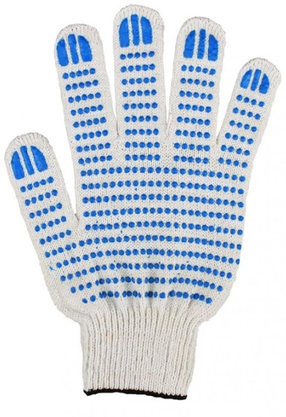 Перчатки х/б, ПВХ "точка", 7 класс // Россия