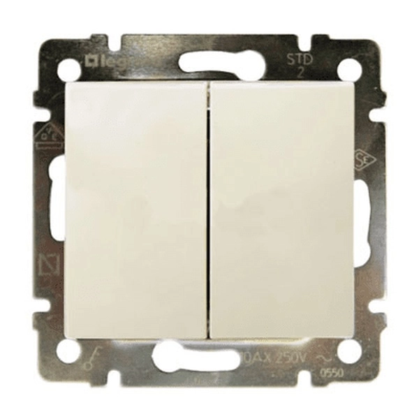 Выключатель Legrand Valena Classic 2-клавишный механизм с накладкой бежевый