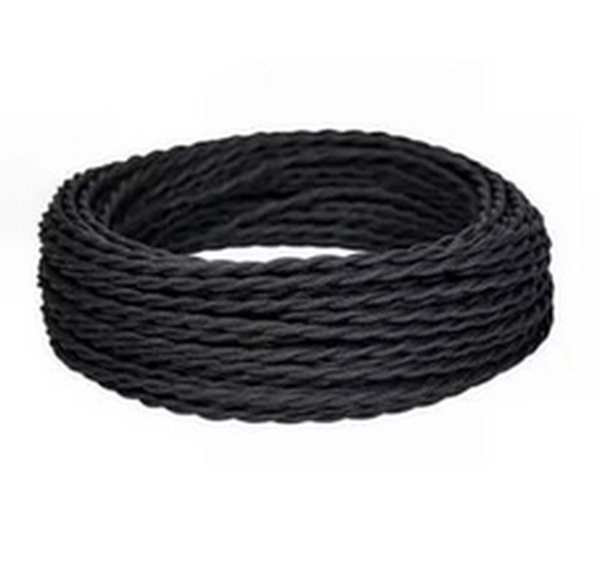 Провод витой ретро ПВХ 2х1,5 МезонинЪ Черный GE70141-05 (бухта 50) (кратно 50)