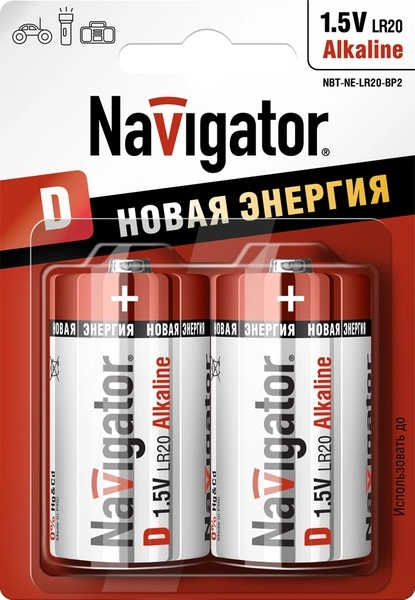 Батарейка D Navigator NBT-NE-LR20-BP2 94 755 (кратно 2)