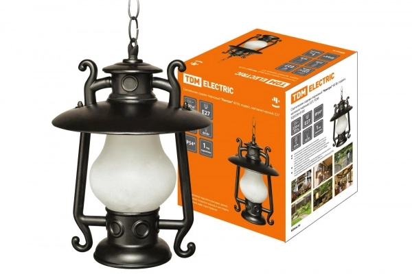 Садово-парковый светильник TDM "Кантри" 60 Вт, подвес, матовое/черный, Е27,