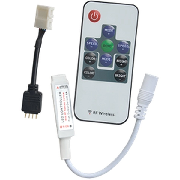 Ecola LED strip RGB RF mini controller 6A 72W 12V (144W 24V) с переходником и радиопультом управления /CRFM72ESB/