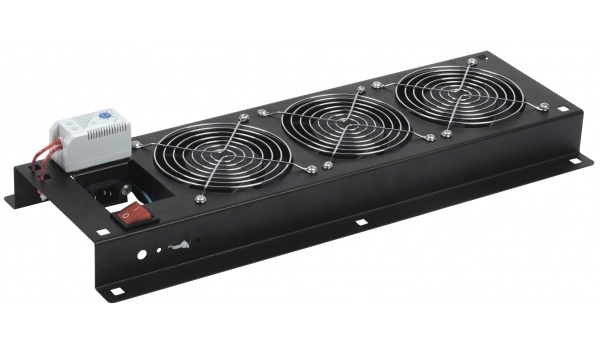 ITK Вентиляторная панель с выключателем и термостатом 3 модуля черная