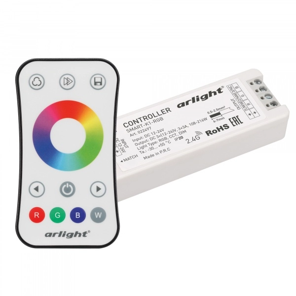 Arlight Контроллер SMART-RGB-SET-RING (12-24V, 3x3A, ПДУ 2.4G) (Arlight, IP20 Пластик, 5 лет) (кратно 1)
