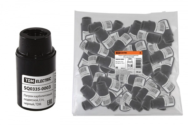 Патрон TDM E14 карболитовый подвесной, цвет черный