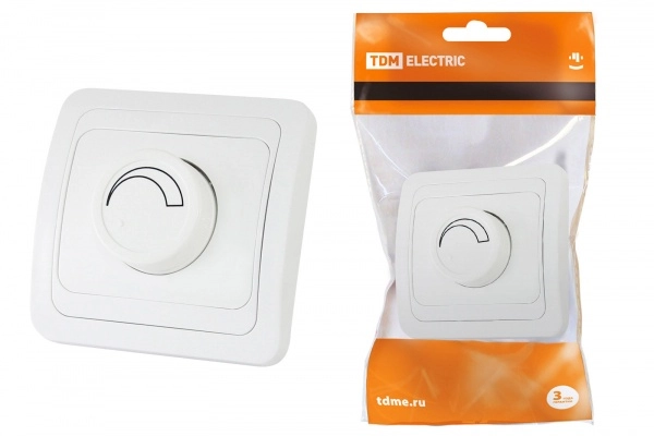 Диммер (RL, 600Вт) поворотный TDM Валдай БЕЛЫЙ SQ1804-0016