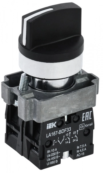 Переключатель LA167-BDF33 3 полож. 2з черный IEK