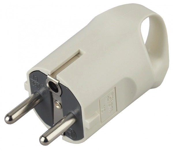 Вилка угловая кольцо с заземлением 16A 220А IP20 3500Вт V3 Белая ЭРА Б0019186