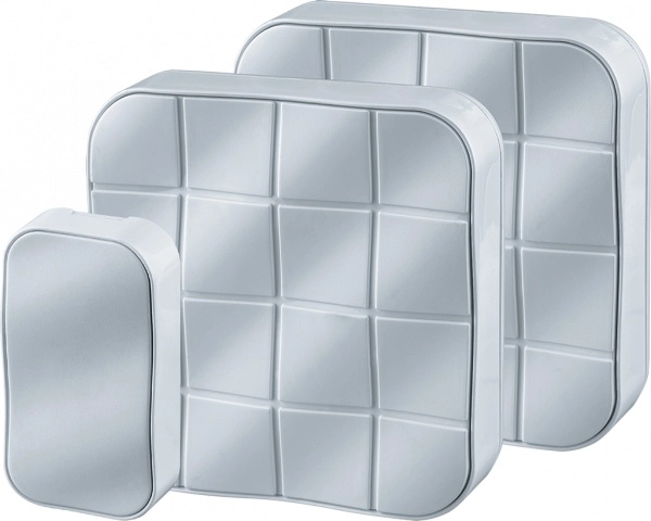 Navigator Звонок бесроводной 61 276 NDB-D-DC05-1V2-WH (Комплект1кнопка IP54+ 2звонка) 10 мелодий 4 уровня громкости до 5 кнопок действие120м 61276