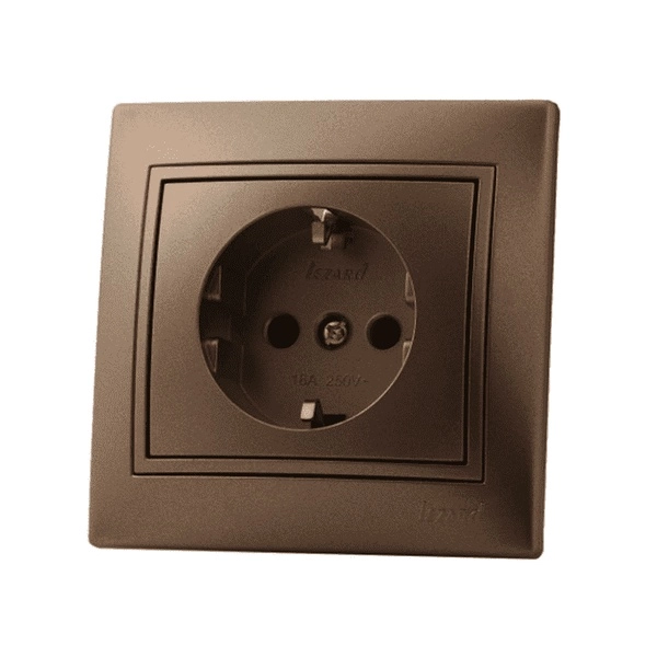 Lezard  Mira  Светло-Коричневый Перламутр Розетка с заземляющими контактами керамика скрытая установка 701-3131-122