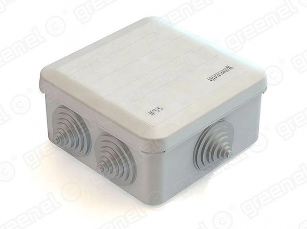 Короб распределительный Greenel ОП 100х100х50мм IP55 6 входа  GE41255 серый GE41255