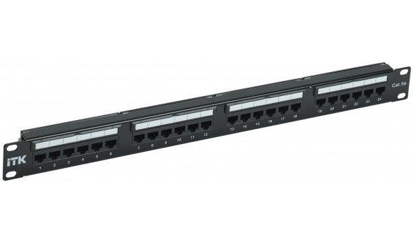 ITK 1U патч-панель кат. 5е UTP 24 пт. Dual IDC слайд лейбл