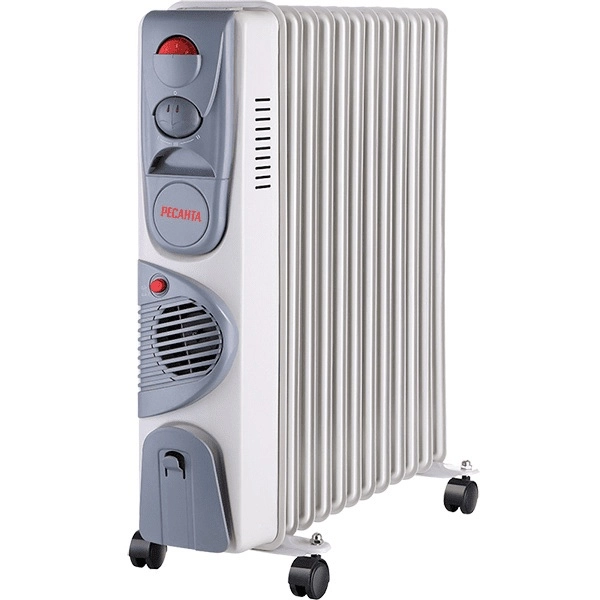 Радиатор масляный Ресанта 12 секций ОМ-12НВ 2900Вт со встроенным тепловентилятором