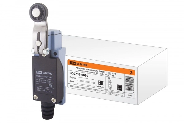 Выключатель путевой ВККН-2118М11-У2 роликовый рычаг 5А 1з+1р IP65  TDM