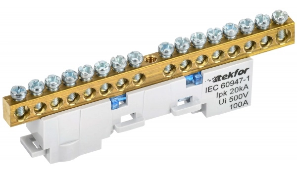 TEKFOR Шина N "ноль" неизол. на унив. держ. 6х9-16-С IEK