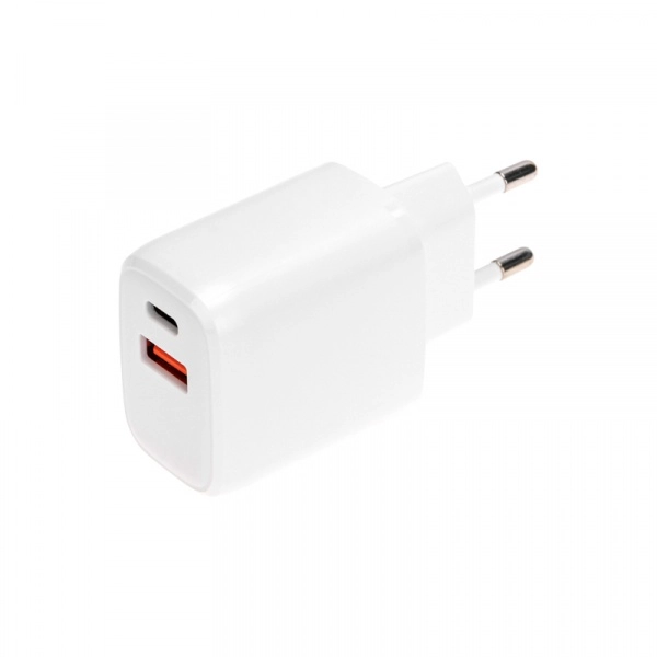 Сетевое зарядное устройство USB QC (20W) + Type C PD (20W) белое REXANT