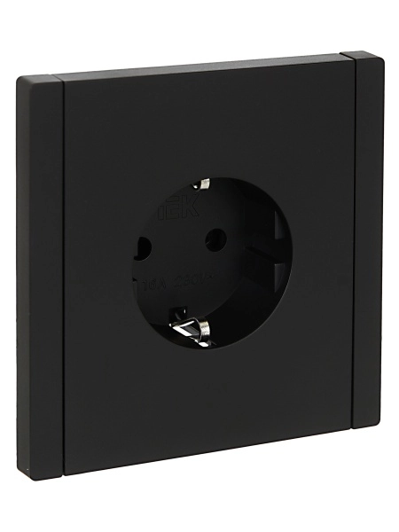 Розетка с заземляющими контактами без защитной шторки винтовое крепление 16А FORTE&PIANO ЧЕРНЫЙ FP116 IEK
