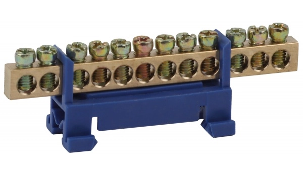 Шина N "Ноль" в изоляторе типа стойка ШНИ 6х9-12-Д-Синий ЭРА