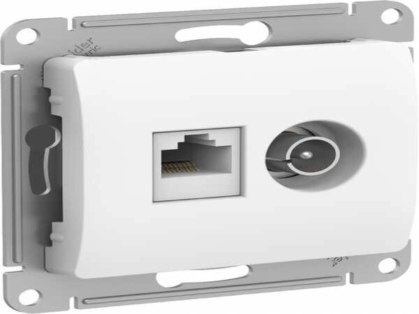 Розетка двухместная ТВ RJ45 категория 5Е GLOSSA БЕЛЫЙ механизм GSL000189