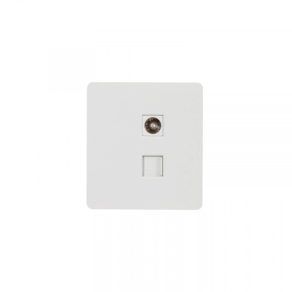 Розетка компьютерная RJ45 категория 6 + TV ROUND скрытой установки ПЕРЛАМУТР KRANZ