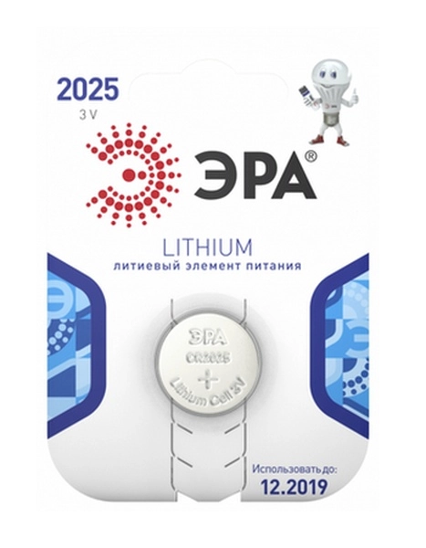 Батарейка "таблетка" ЭРА CR2025 BL1 (кратно 1)