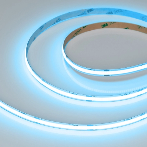 Светодиодная лента Arlight IP20 12V 8Вт/м Blue /COB-X480-8mm 24V Sky Blue (8 W/m, IP20, 5m) (кратно 5)