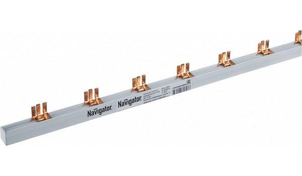 Шина соединительная 3ф 63А (22см) 12 модулей PIN (штырь) 61 347 NBB-L-12PIN-63-3 (1шт/упак) Navigator