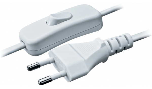 Шнур сетевой 1,7м без заземления плоская вилка с выключателем ШВВП2х0,75 белый NPS-FS-170-WH Navigator 94667