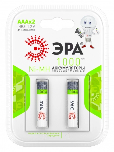 Аккумулятор ААА ЭРА HR03-2BL 1000mAh (кратно 2)