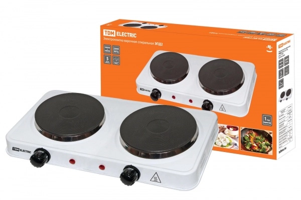 Электроплитка двухконфорочная TDM ЭПД2 230 В, 2х1 кВт, диск