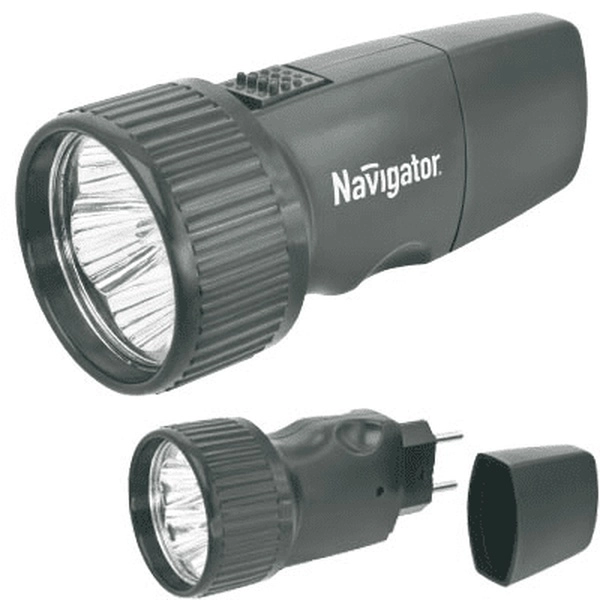 Фонарь светодиодный Navigator NPT-CP02-ACCU 94 941 прожектор 5LED аккумулятор 3.6V0.25Ah прямая зарядка 220V черный пластик