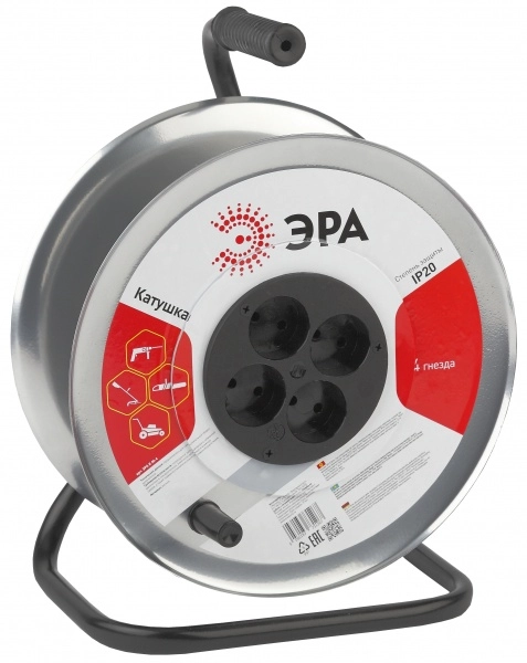 Катушка Металл 4 гнезда без заземления 300мм (ширина 95мм) K-M-4 ЭРА Б0033024