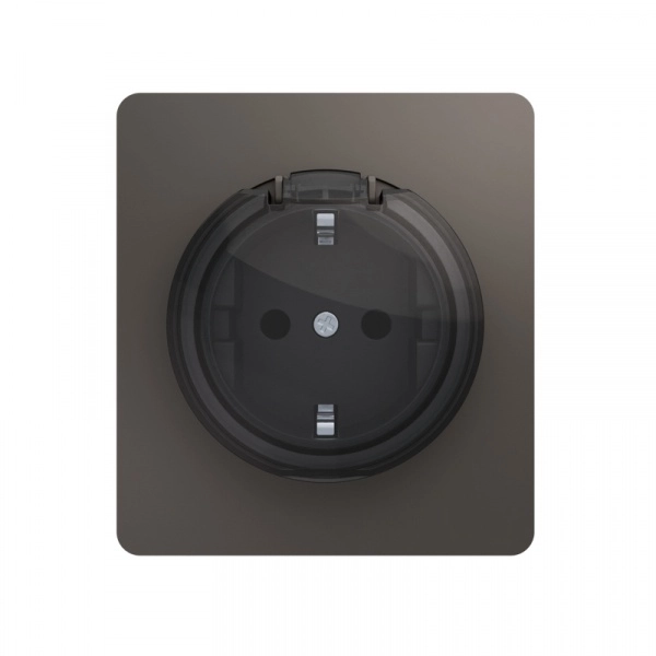 Розетка одноместная с заземлением со шторками и крышкой ROUND скрытой установки 16А ТИТАН KRANZ