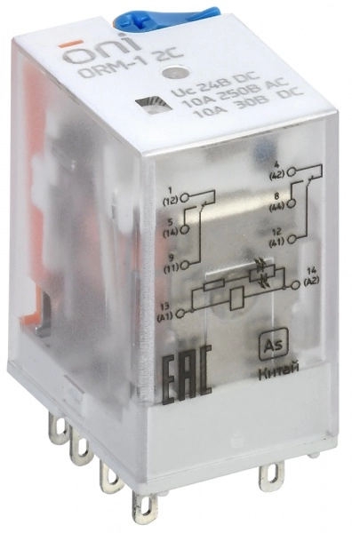 Реле интерфейсное ORM-1 2C 24В DC с LED и тест. кнопкой ONI