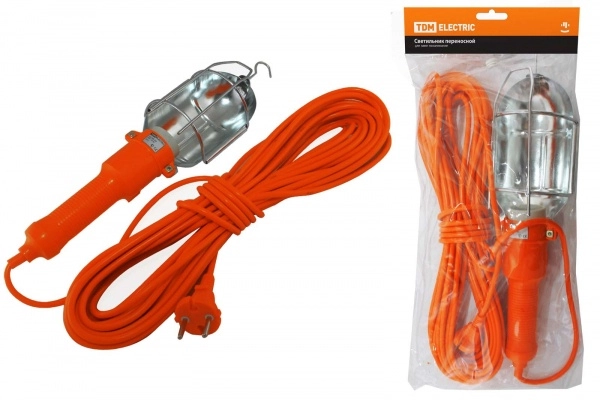 Светильник переносной TDM УП-2Р круглая вилка 2Р/15м