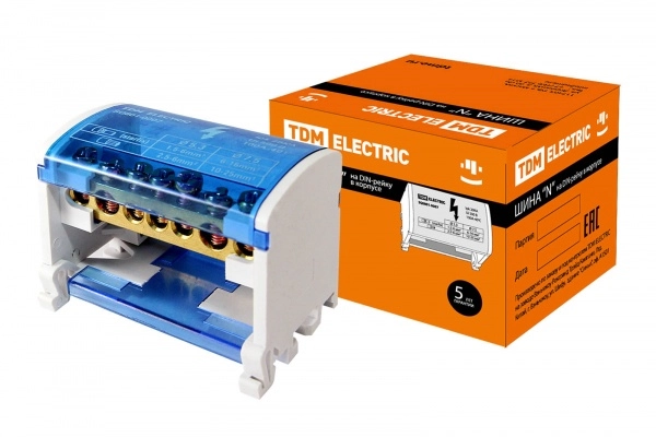 Шина нул. 2х 7 гр.DIN в корпусе 100А TDM