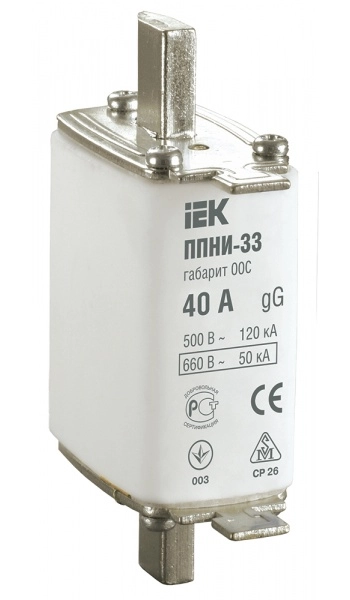 Плавкая вставка предохранитель габарит    00С  40А IEK ППНИ-33