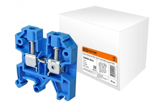 Зажим наборный ЗНИ-16 100A DIN JXB синий TDM